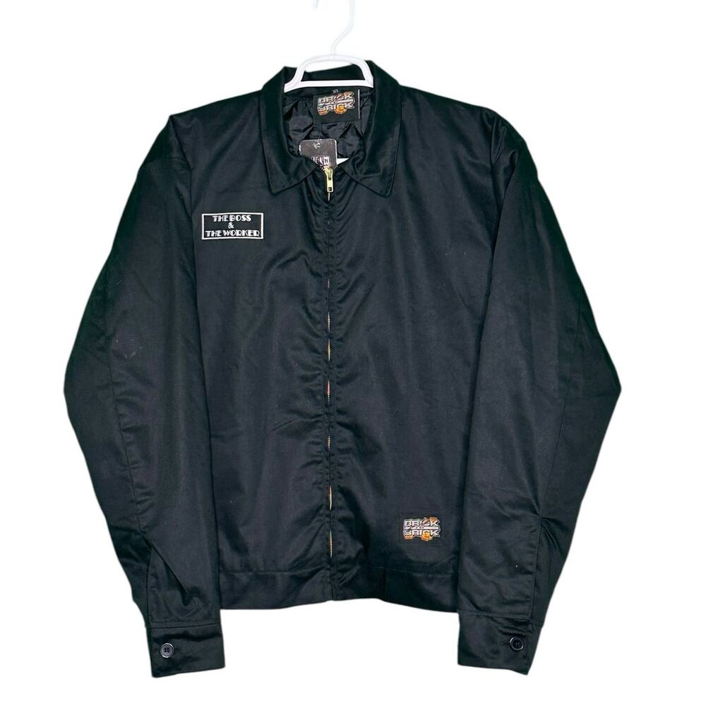 BRICK BY BRICK black back embroidered jacket size XL